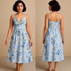Floral Blue Sundress-Missing external and internal tags
